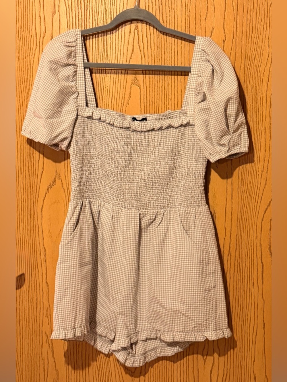 Kittenish gingham print romper